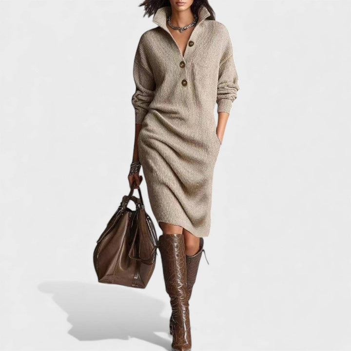 Nancy | Elegant Winter Dress with Buttons
