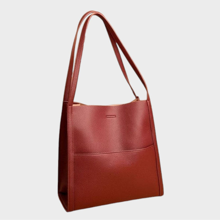 Amelie | Plain Shoulder Bag Made of Genuine Leather
