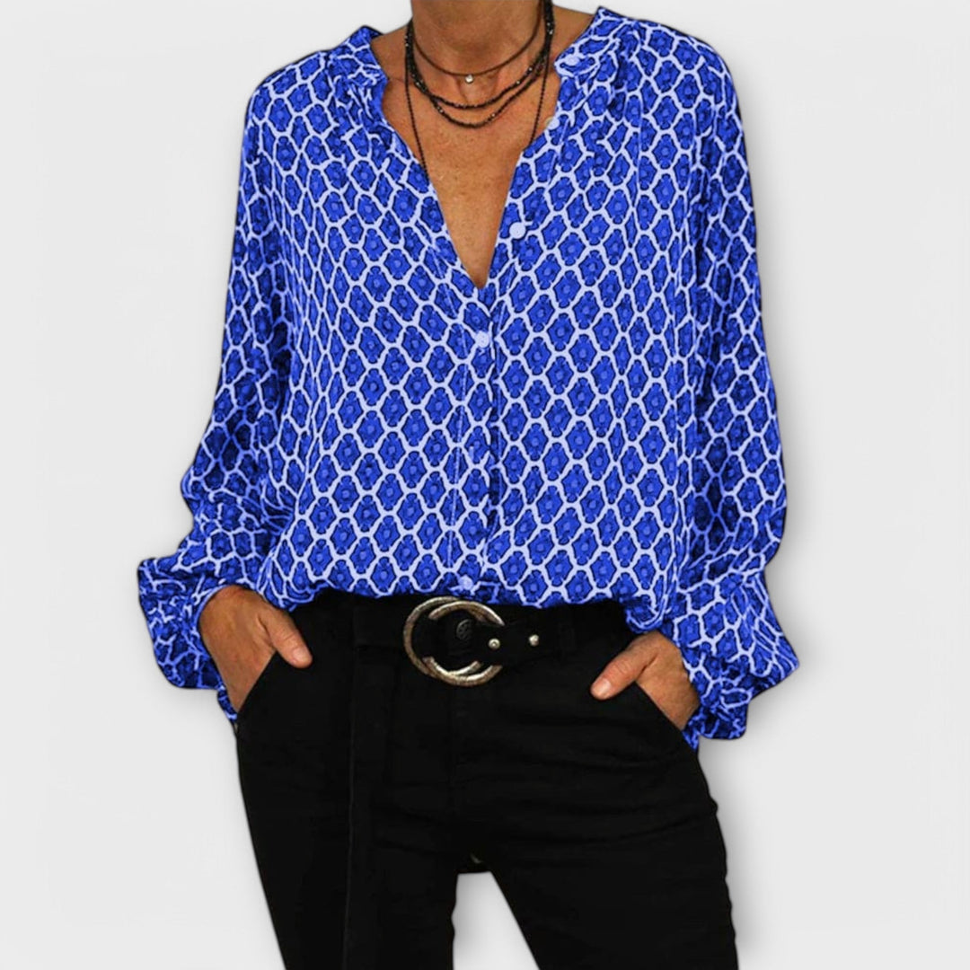 Zara - Stylish Blouse with V-Neck and Long Sleeves