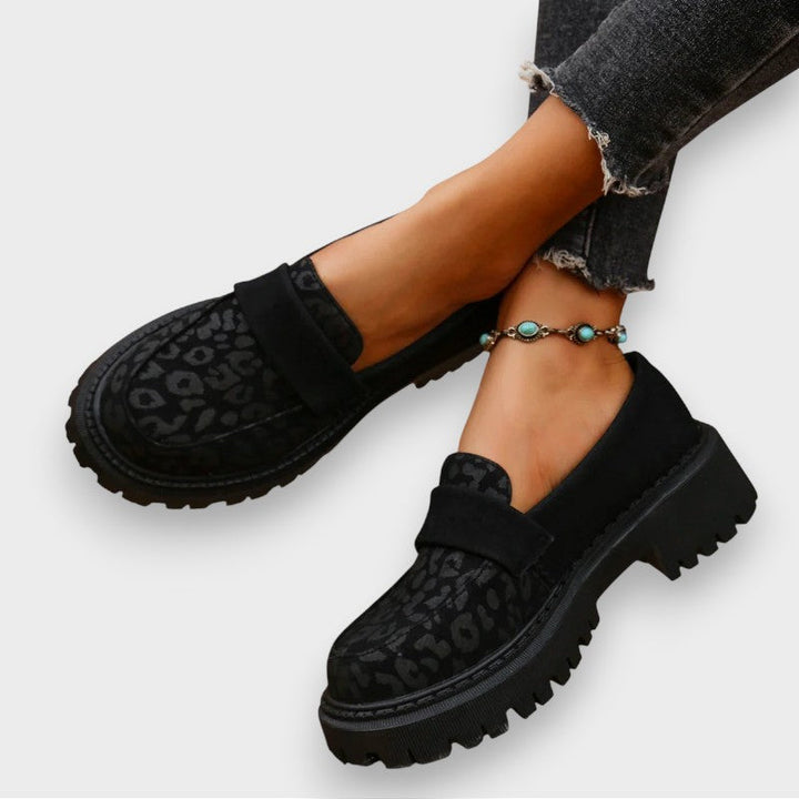 Jasmine | Platform Patent Leather Boots in Leopard Print