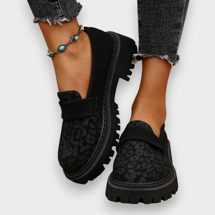 Jasmine | Platform Patent Leather Boots in Leopard Print